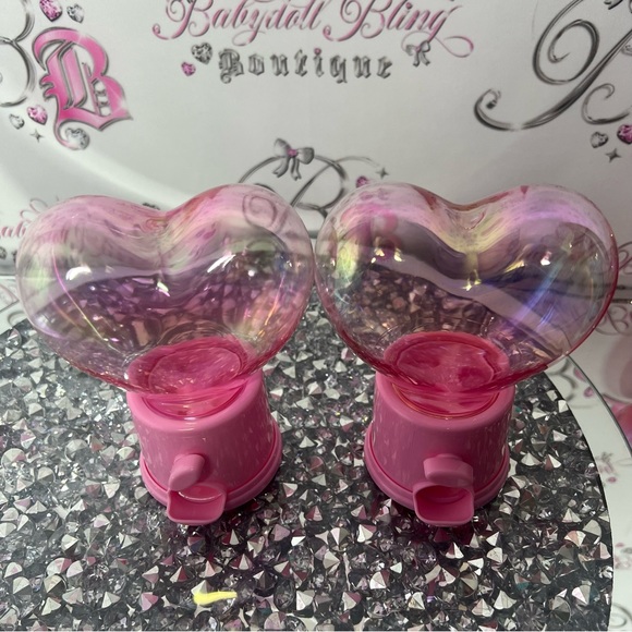 heart shaped candy/pill dispensers holographic pink turn able storage holder y2k - Picture 5 of 17